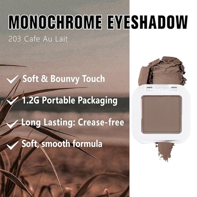 FeiCuiYun Matte Singe Eye Shadow Palette Makeup, Matte Light Cocoa Monochrome Eyeshadow For Old Women, Mini Singe Pressed Pigmented Waterproof Sombras Para Ojos, Vegan, Talc, Paraben&Cruelty Free, 18