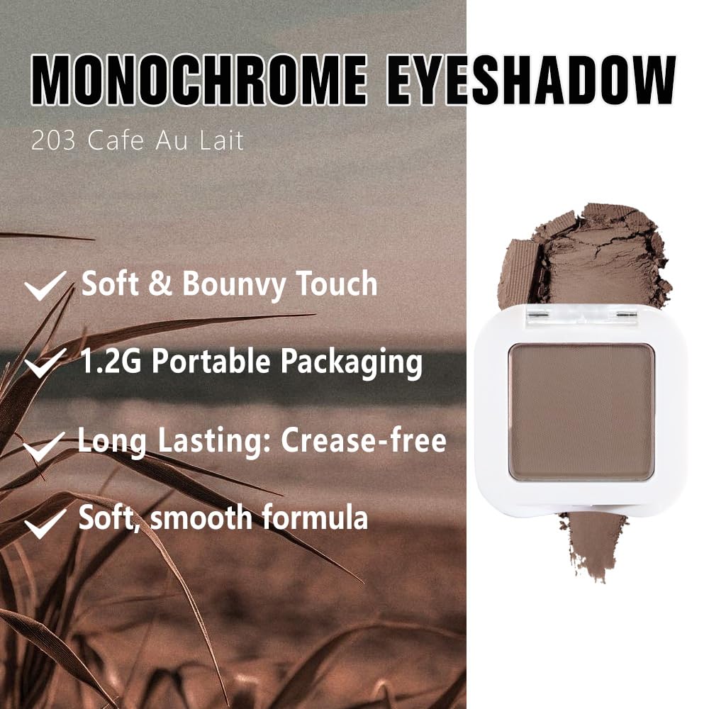 FeiCuiYun Matte Singe Eye Shadow Palette Makeup, Matte Light Cocoa Monochrome Eyeshadow For Old Women, Mini Singe Pressed Pigmented Waterproof Sombras Para Ojos, Vegan, Talc, Paraben&Cruelty Free, 18
