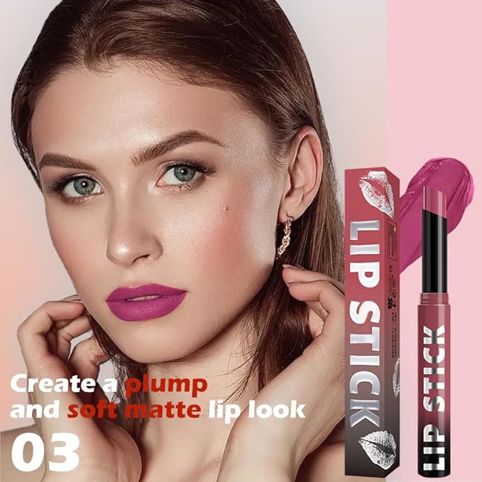 QIDSTERS Matte Lipstick Crayon for Women, Light Purple Lip Stick Pencil 24 Hour Long Lasting Waterproof, Non-Drying Hydrating Formula Lip Gloss Makeup, Vegan & Cruelty-Free, 03