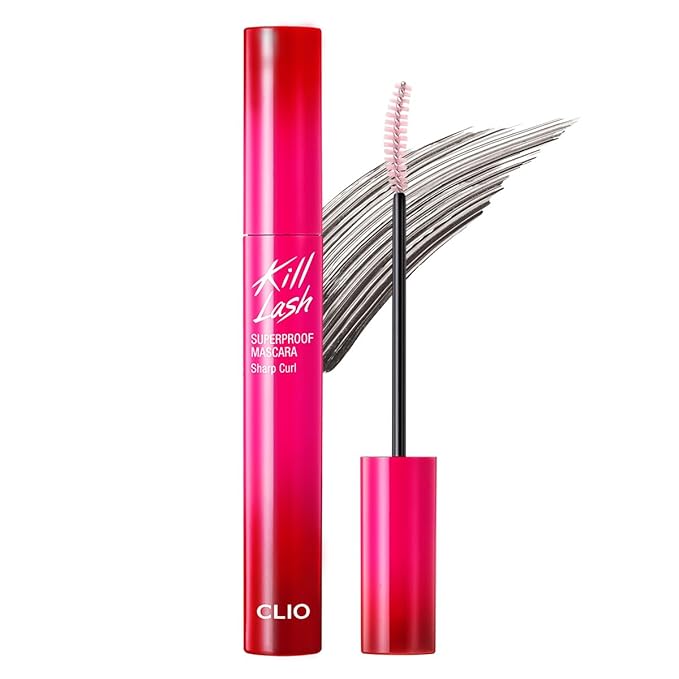 CLIO Kill Lash Superproof Mascara, Waterproof Curling Mascara with Elastic Brush, Root-Lifted Definition, Smudge-Resistant Long Wear, Clean Lash Finish, Safe for Sensitive Eyes (010 Sharp Curl)
