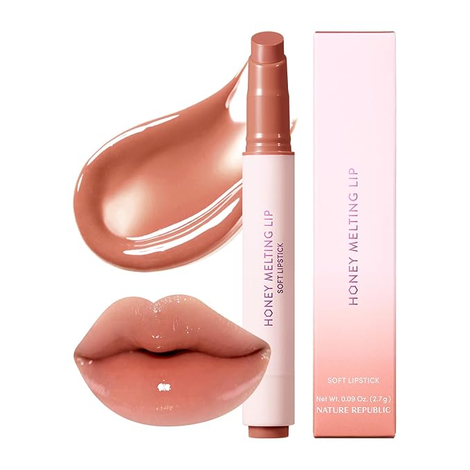 Nature Republic HONEY MELTING LIP (17 ROSE BEIGE) | SOFT LIP STICK, Hydrating Gloss, Moisturizing balms, Sheer tint, Shine & Nude, Glowy Finish, korean make up