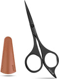 Lobodt Professional beard scissors, 4.9-inch (black) small pointed stainless steel hairdressing scissors, Moustache Trimming，suitable for personal care and beauty of both men and women