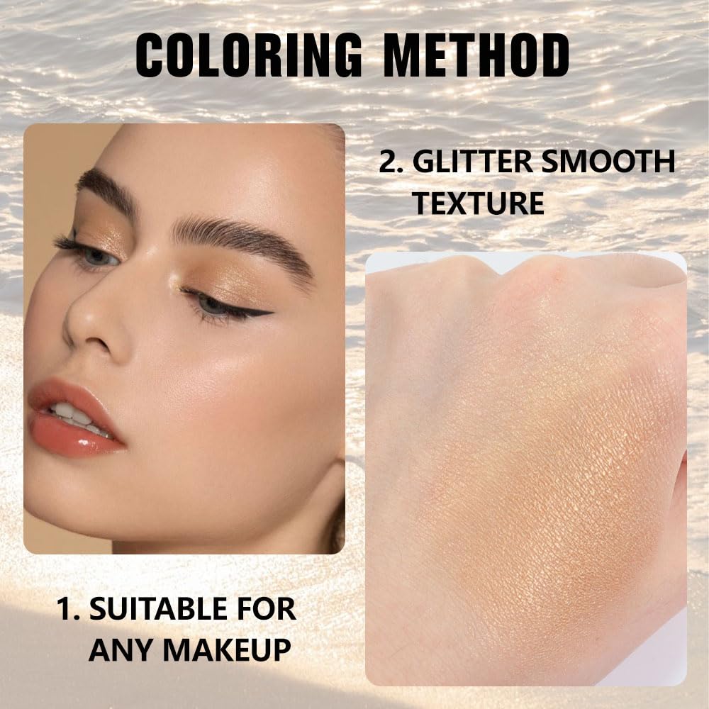evpct Gold Single Eye Shadow Palette Makeup for Older Women, Gold Bronze Copper Brown Shimmer Glitter Sparkly Metallic Cream Eyeshadow Palette Brightener Makeup, High Pigment Monochrome Mini Eyeshadow
