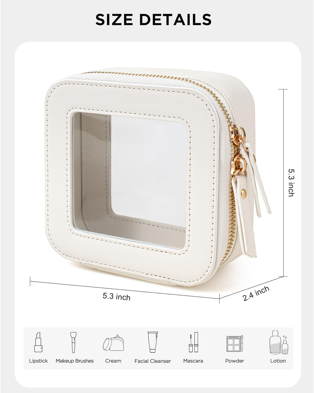 LETGO Clear Makeup Bags for Beach,Small Clear Makeup Bag for Purse,Mini Makeup Pouch Purse Organizer Fit Carry-on Travel Essentials,Cute Car Cosmetic Bags for Car Accessories for Women (Mini-White)