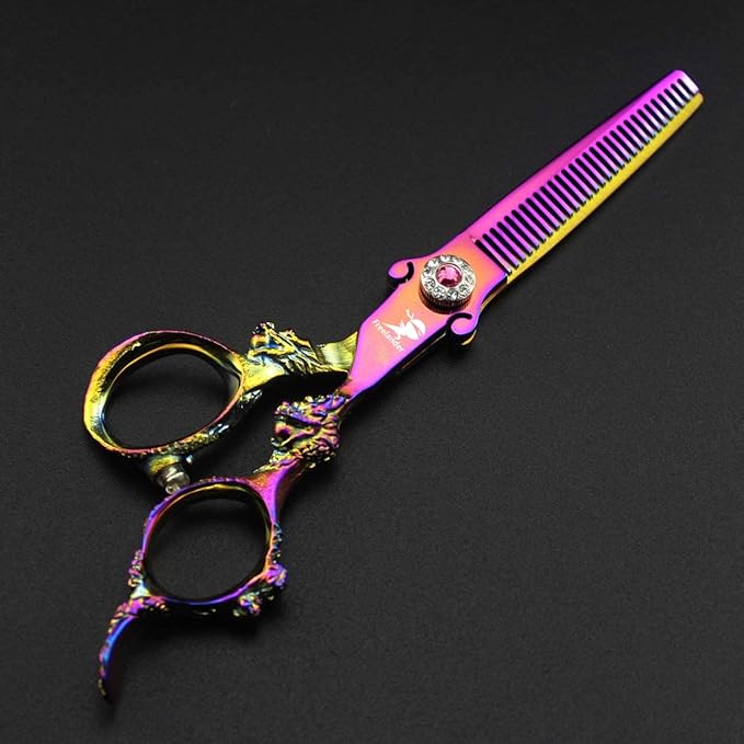 ROCOCO 6 Inch Hand Sharpened Hair Cutting Scissors Set with Case - Rainbow