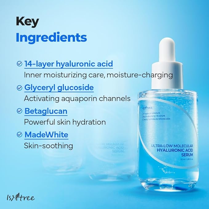 ISNTREE Ultra-Low Molecular Hyaluronic Acid Serum | Korean Face Serum with Hyaluronic Acid | Deep Hydration, Lightweight & Fast-Absorbing, 1.69 fl oz