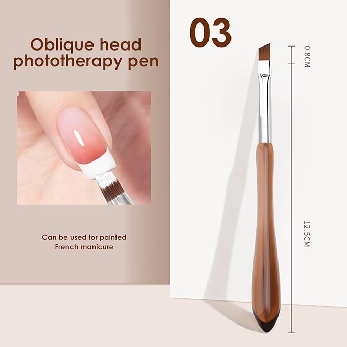 TipTrendz Oblique Head Nail Art Brush for French Tips & Creative Nail Designs, 03