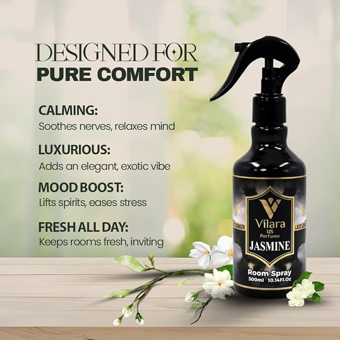 Vilara US Perfume Room Spray Freshener - Long-Lasting Luxury Scents - Room and Linen Spray for Bedding, Sheets, Fabric, Furniture for Aromatherapy - 10.14 fl oz (Multipack 3:Mango,Jasmine,Spring)