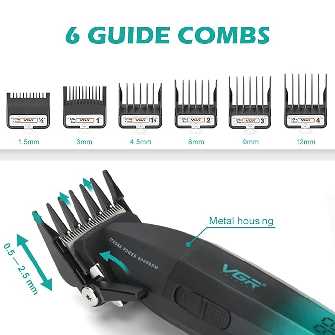 VGR 003 Professional Hair Clippers for Men with Clipper Trimmer Set, Green