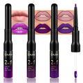 IATMOMOD 3Pcs 2 in 1 Lavender Dark Violet Purple Matte Lip Liner and Liquid Lipstick Stain Makeup Set for women, Long Lasting Smudge Proof Lip Tint Matte Finish Lip Gloss for All-Day Color Hold, Set24