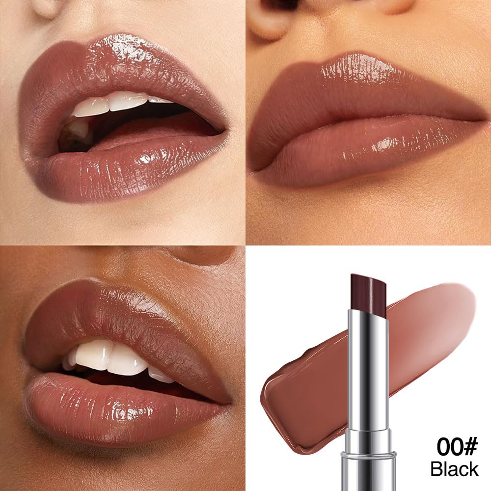 HHLTOH 2Pcs Tinted Lip Balm Moisturizing Lipstick – Waterproof Hydrating Matte Lip Balm for Women, Creamy Natural Color Stain for Dry Lips, Soft Matte Finish (#5 Deep Cherry Brown & #08 Alluring Pink)