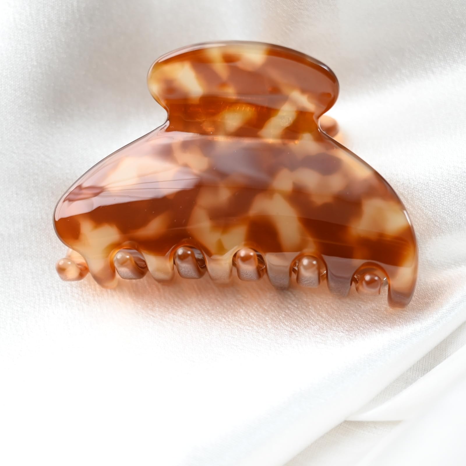 Prettyou Handmade Celluloid Acetate French Design Barrettes Tortoise Shell Claws Hair Claw Luxury Fashion Accessories Hair Clip for Women (coffee)