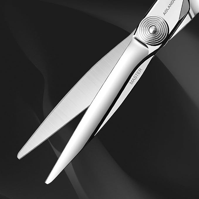 AOLANDUO Master Series Barber Scissors 6" – VG10 Steel, Large Frame Handle for Big Hands, Reinforced Blade Back for Long-Term Use, Convex Edge, Precision Tension, 1 Count