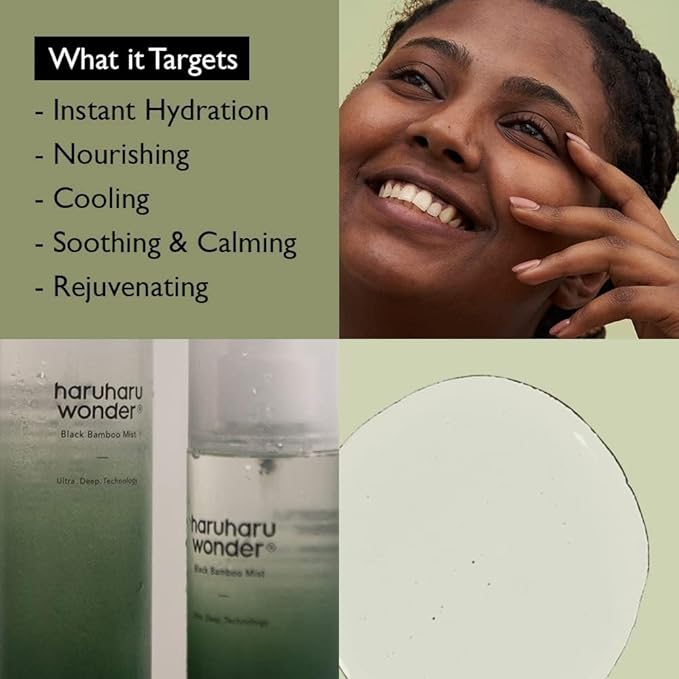 HARUHARU Black Bamboo Mist, 2.7 fl.oz, Hydrating & Firming Face Mist, Vegan