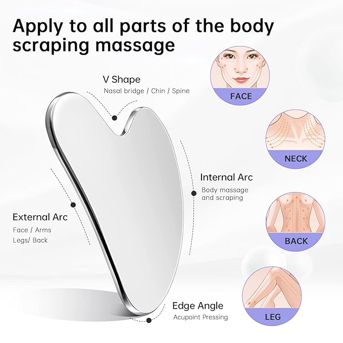 CUTELIILI Stainless Steel Gua Sha - Metal Gua Sha, Gua Sha Facial Tools