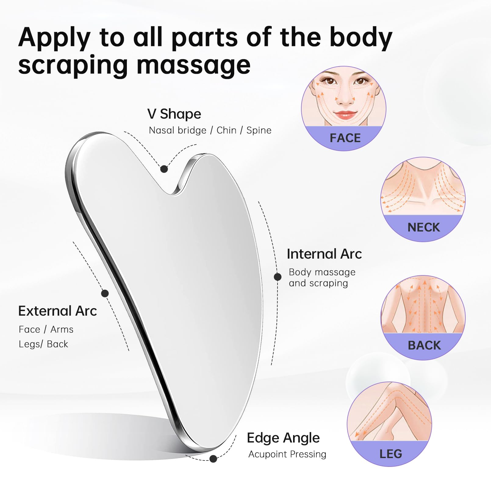 CUTELIILI Stainless Steel Gua Sha - Metal Gua Sha, Gua Sha Facial Tools