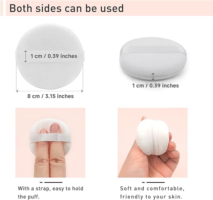 Zvrlampro 4 Pieces Cotton Powder Puff, Soft Makeup Puff for Loose Powder Foundation, Face Puff Pads Body Cosmetic Foundation (White, 3.15 Inch)
