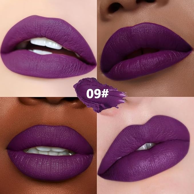 IATMOMOD Dark Magenta Cream Matte Lipstick Stick 09#, Longwear Full Coverage Velvet Lip Color, Waterproof Multi-Use Lip & Cheek Makeup for Party & Daily Wear, Labial con color mate para uso diario