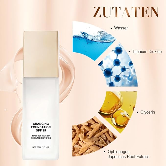 Color Changing Foundation for Mature Skin, Hydrating and Lightweight Liquid Foundations, Tone Suitable for All Skin Types (2pcs)