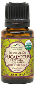 US Organic 100% Pure Eucalyptus Essential Oil (Radiata) - USDA Certified Organic, Steam Distilled - W/Euro droppers (More Size Variations Available) (15 ml /.5 fl oz)