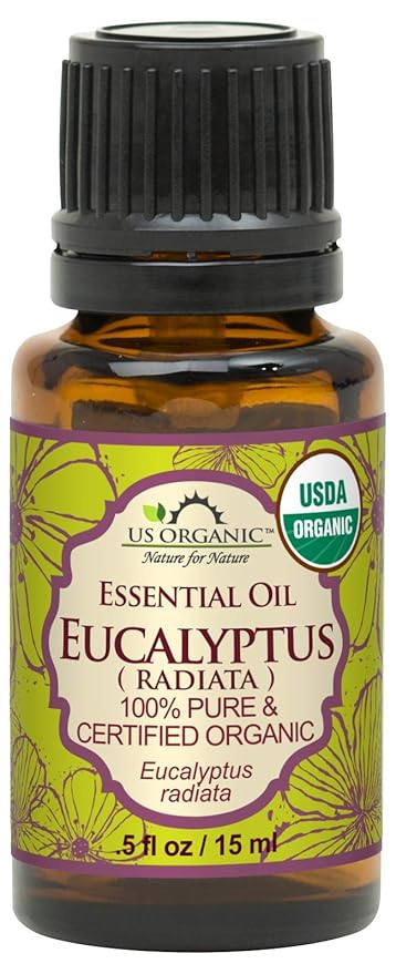 US Organic 100% Pure Eucalyptus Essential Oil (Radiata) - USDA Certified Organic, Steam Distilled - W/Euro droppers (More Size Variations Available) (15 ml /.5 fl oz)