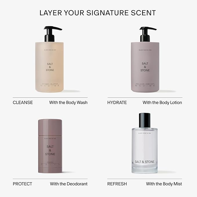 Salt & Stone Body Lotion for Women & Men, Vegan, Black Rose & Oud 3.4 fl oz