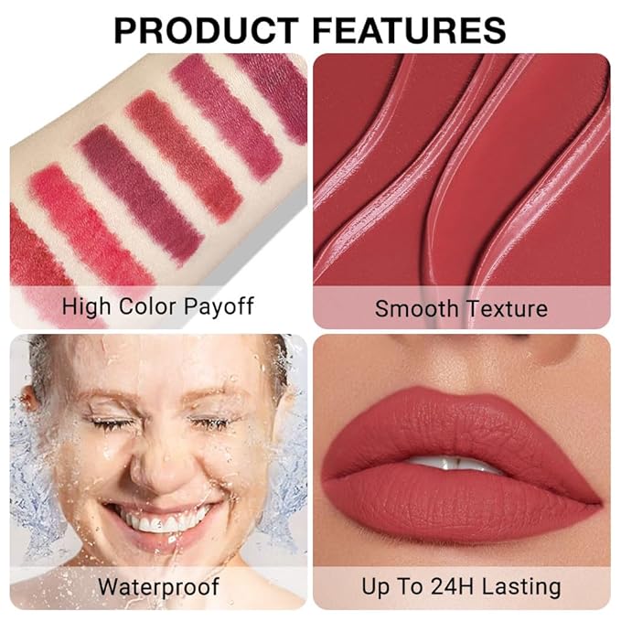 Retractable Lipliner Pencil Waterproof Makeup for Lip Liner and Eye Liner, Smooth and Creamy, Long Lasting Matte Finish, Vegan Beauty, Matte Velvet Pigmented Lip Liner (09#Orange Red, 1)