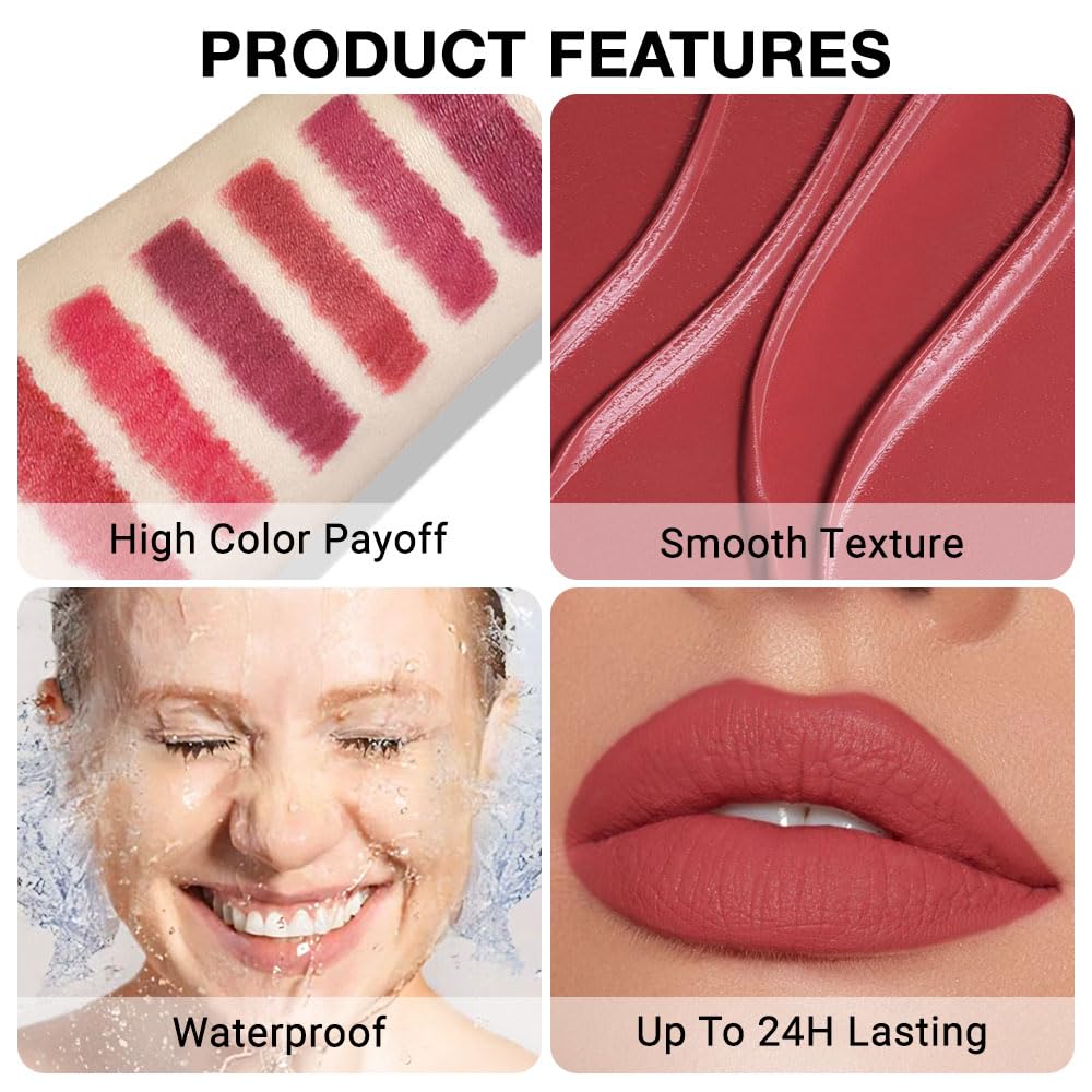 FeiCuiYun Retractable Lipliner Pencil Waterproof Makeup for Lip Liner and Eye Liner, Smooth and Creamy, Long Lasting Matte Finish, Vegan Beauty, Matte Velvet Pigmented Lip Liner (09#Orange Red, 1)