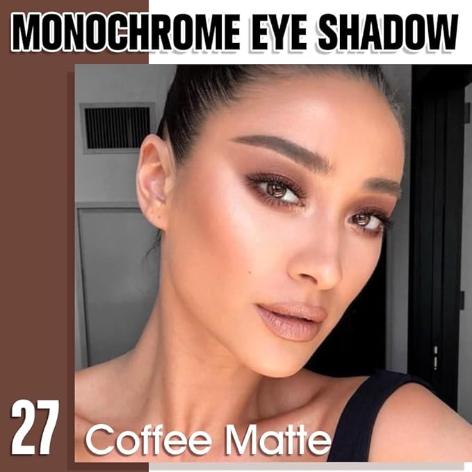 QIDSTERS Coffee Matte Single Eyeshadow, Lightweight Blendable Mini Eye Shadow for Older Women, Monochrome Eyeshadow Palette Makeup Pigmented Waterproof, Vegan & Cruelty-Free, 27