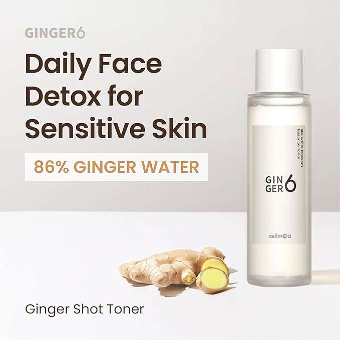 Ginger6 Essence Toner (150ml / 5 fl oz) – 86% Ginger Shot Water for Redness Relief, Hydration & Pore Care | Korean Skincare with Niacinamide, Peptides & Panthenol for Sensitive, Dull Skin