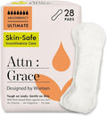 Attn: Grace Ultimate Incontinence Pads for Women, 28-Pack - Plant-Based, High Absorbency, Breathable - Overnight Pads for Heavy Bladder Leaks & Sensitive Skin