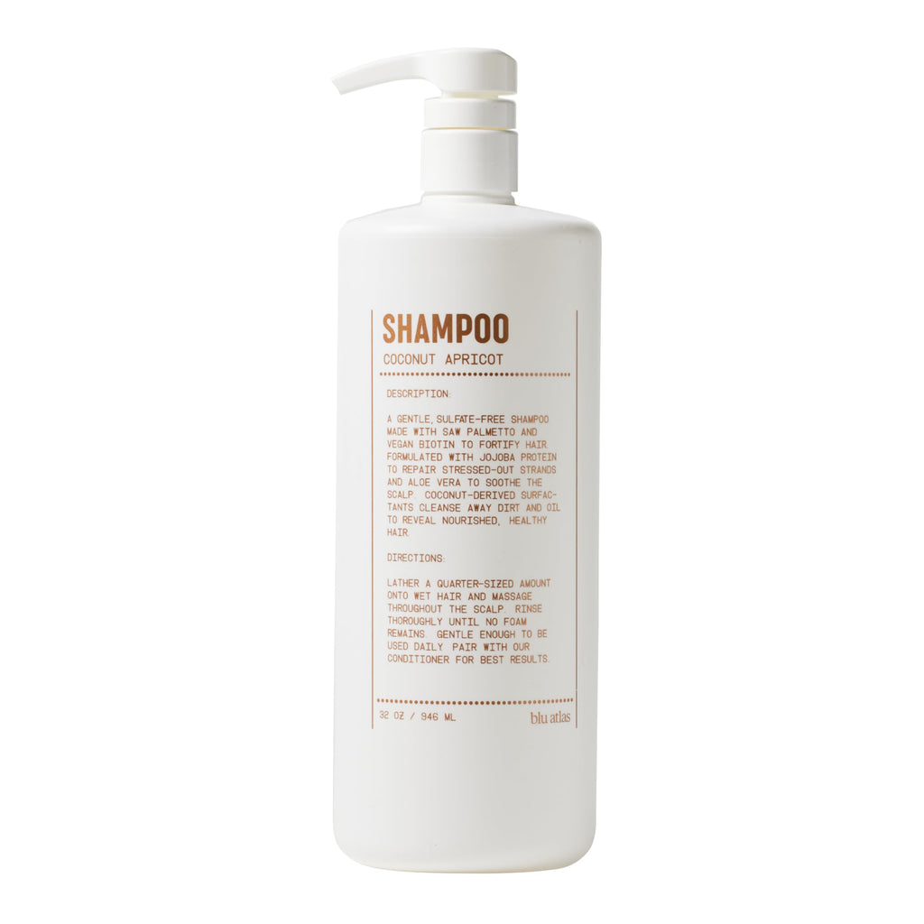 Blu Atlas Natural Shampoo for Men — Sulfate-Free for All Hair Types, 15 Ingredients, No Filler, Helps with Dandruff and Dry Scalp — Coconut Apricot Scent, 32 oz