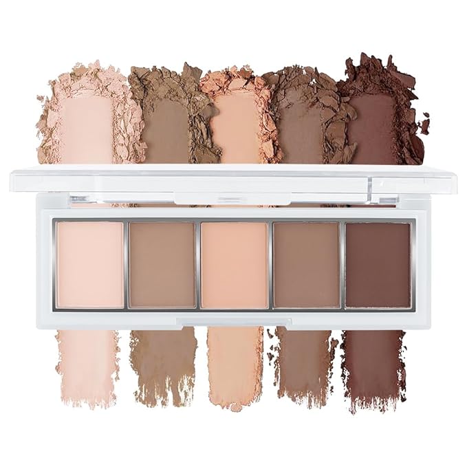 JUAAZIN 5 Colors Matte Eyeshadow Makeup Palette, 5 Natural Classic Nude Neutral Nude Brown Eyeshadow, Looks for Brown Eyes Women Finish Long Wearing Waterproof Professional Eye Makeup 01#
