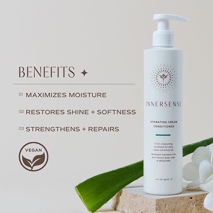 INNERSENSE Organic Beauty - Natural Hydrating Cream Conditioner | Deep Hydration, Nourishing, For Dry, Thick Hair | Non-Toxic, Cruelty-Free, Clean Haircare (2 Pack - 2 fl oz | 59.1 mL each)