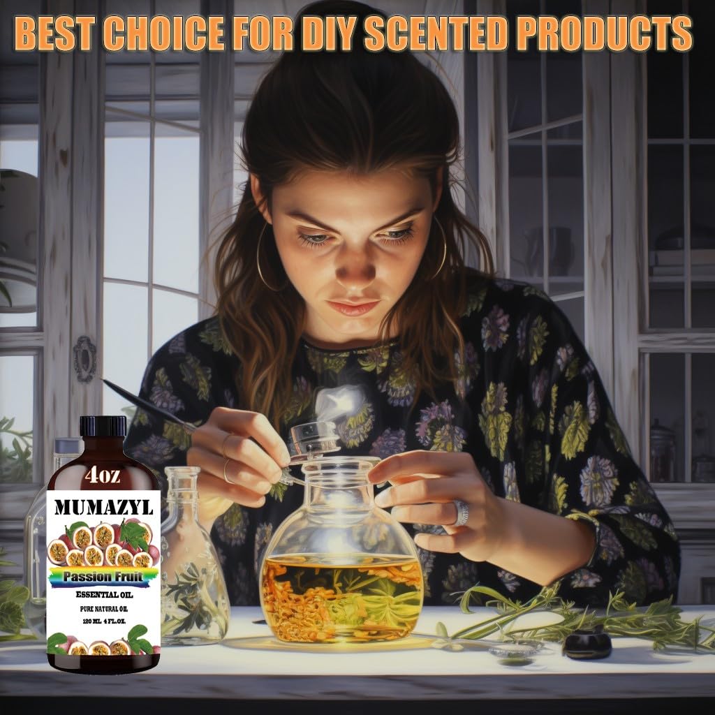 Passion Fruit Essential Oil, Passion Fruit Oil 4 Fl Oz 120ML for Diffuser Humidifier Yoga Cleaning DIY Candle Soap Making MUMAZYL Essential Oils