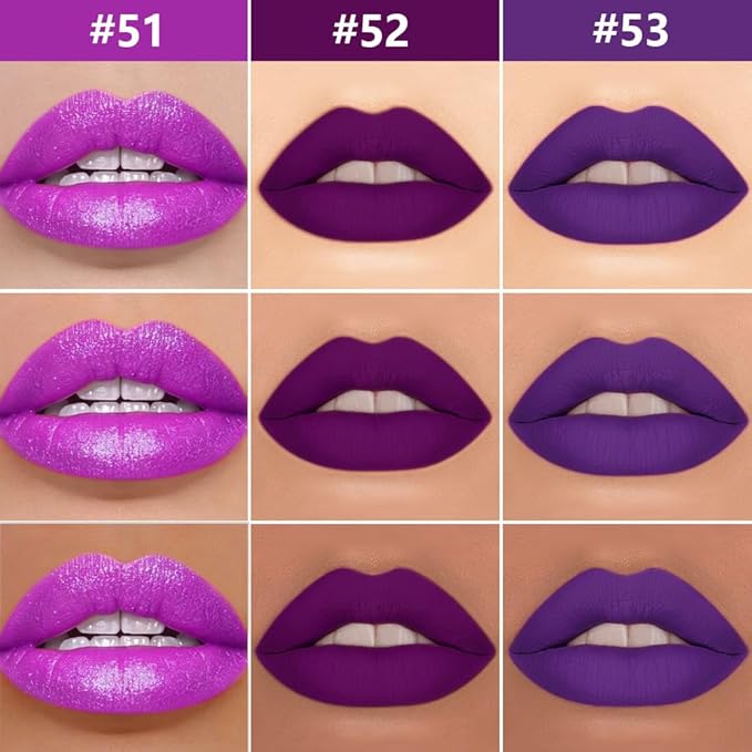 IATMOMOD 3Pcs 2 in 1 Lavender Dark Violet Purple Matte Lip Liner and Liquid Lipstick Stain Makeup Set for women, Long Lasting Smudge Proof Lip Tint Matte Finish Lip Gloss for All-Day Color Hold, Set24