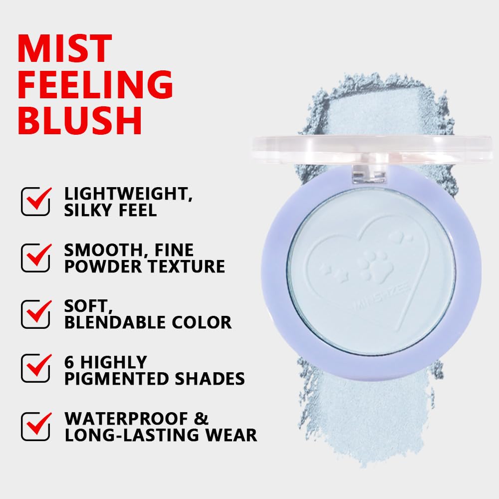 HHLTOH Matte Blush Powder for Cheeks, Cruelty Free Makeup – Long Lasting Natural Face Blusher Makeup, Lightweight Blendable Cheek Color Palette for Women All Skin Tones - #03 Pastel Blue