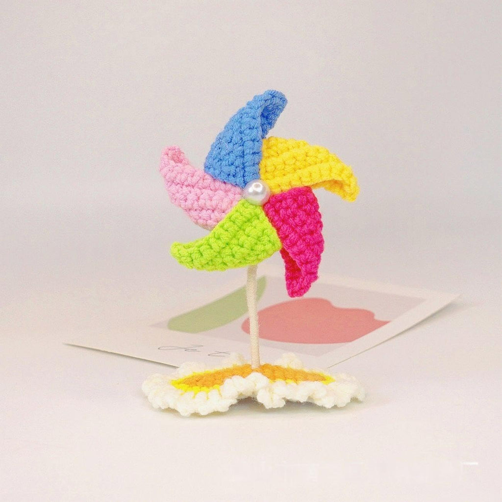 Crochet Knitting Hair Clip for Girls/Daughter, Gift for Her Birthday, Finished Handmade Wool Knitted Colorful Windmill