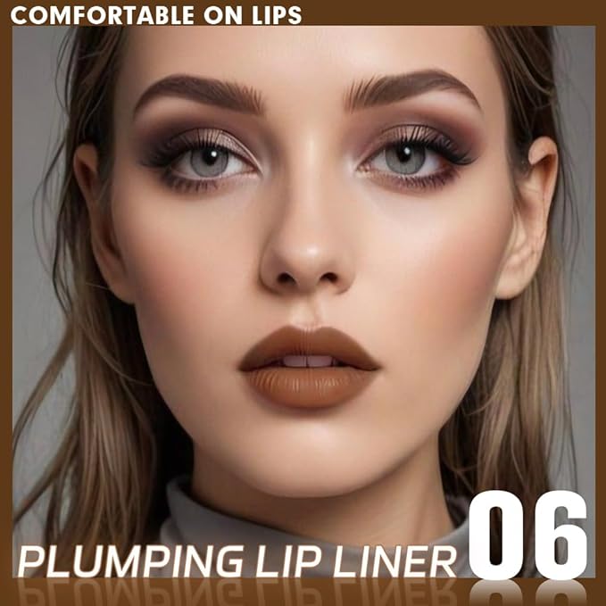 FeiCuiYun Matte Crayon Lip Liner Pencil, Espresso Martini Lip Liners Lipstick For Women, Plump Creamy Formula With Silicone Smudger for Define Contours & Sculpting Lip, Cruelty-Free, 0.75g/0.026oz
