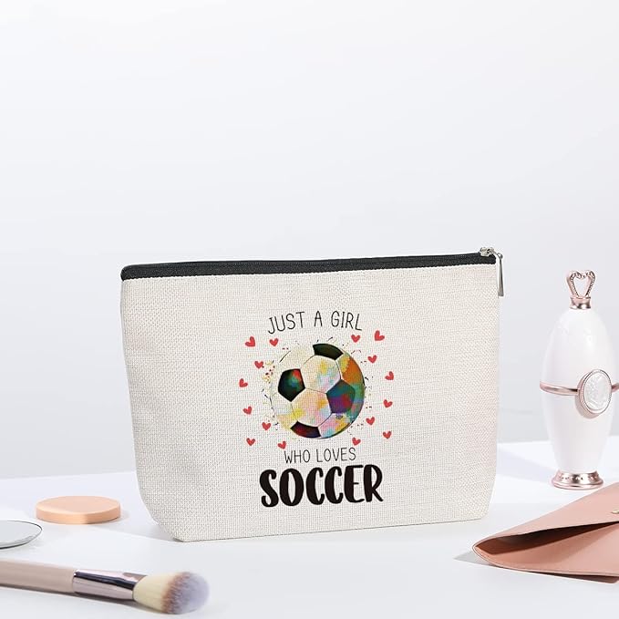 kdxpbpz Soccer Gifts Cosmetic Bag, Soccer Coach Gifts, Team Gift for Lovers Players Fans Birthday Gifts for Women Friend Sister BFF Bestie Her