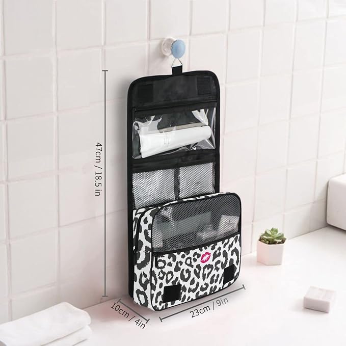 senya Hanging Travel Toiletry Bag Leopard Kiss Kit Makeup Case Cosmetics Organizer for Men Women