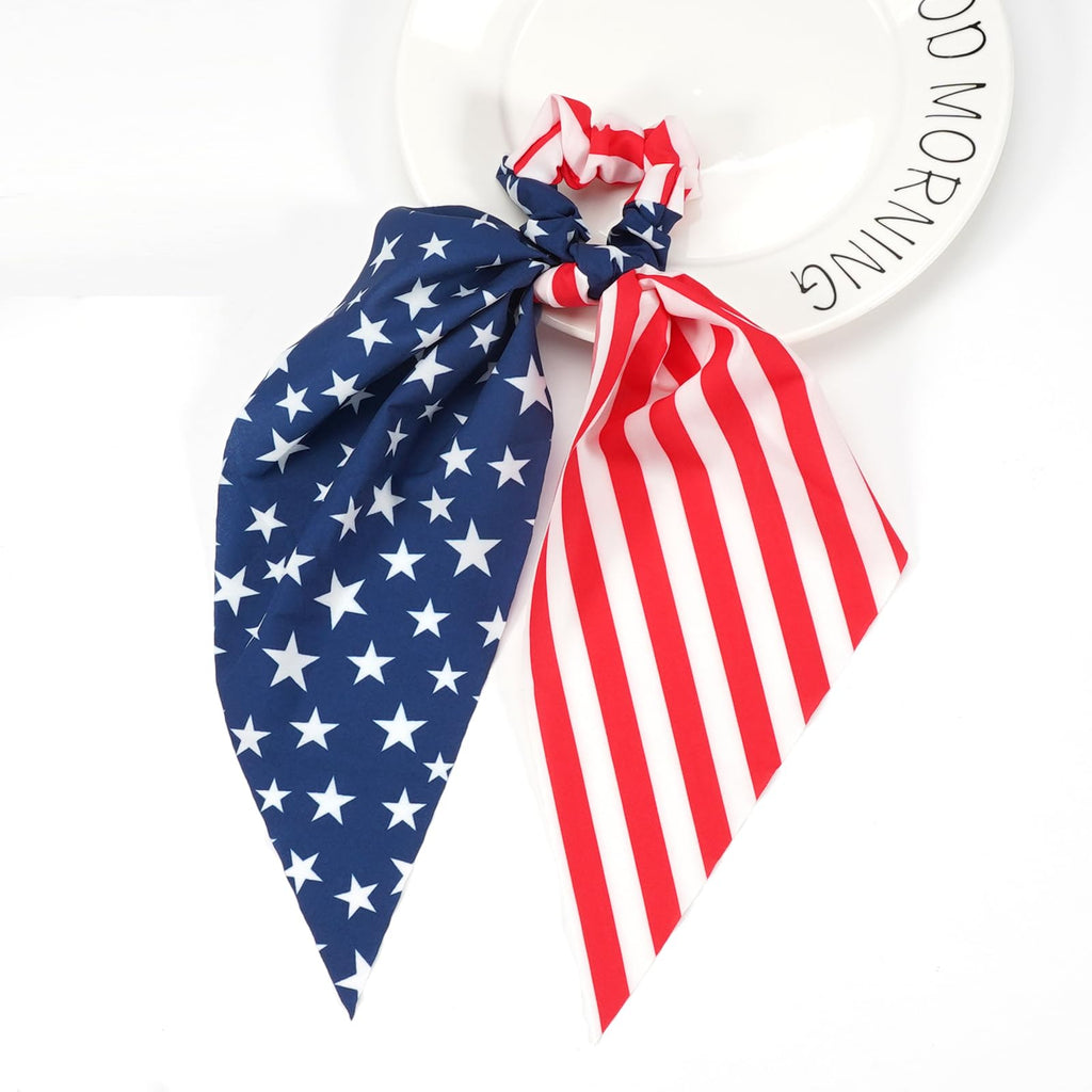 American Flag Hair Ties for Women Girls Independence Day 4th of July Hair Scrunchies Red White Blue Star Patriotic Hair Tie Memorial Day Ribbon Hair Bows