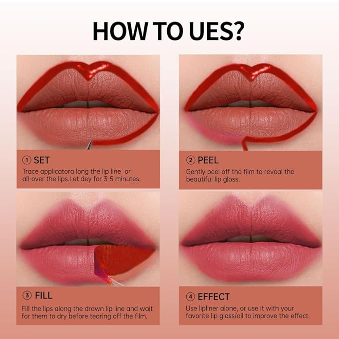 KXmzeG Matte Lip Liner Peel Off Lip Stain, Long Lasting Peel Off Lip Liner Stain, Peel-off Lip Gloss For All Skin Types, Transfer-proof Highly Pigmented Color Waterproof, (04#, Pack of 1)