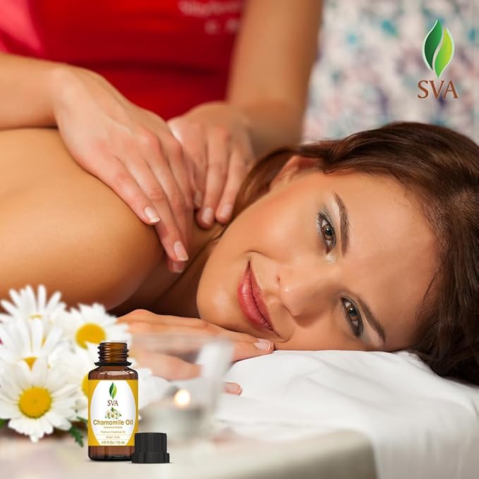 SVA Chamomile Essential Oil in Glass Bottle, 1/3 Fl Oz (10 ml)