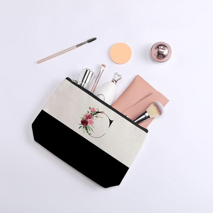 kdxpbpz Initial Makeup Bag, Personalized Gifts for Women, Personalized Makeup Bag, Bridesmaid Gifts, Cosmetic bags for Women (Letter C)