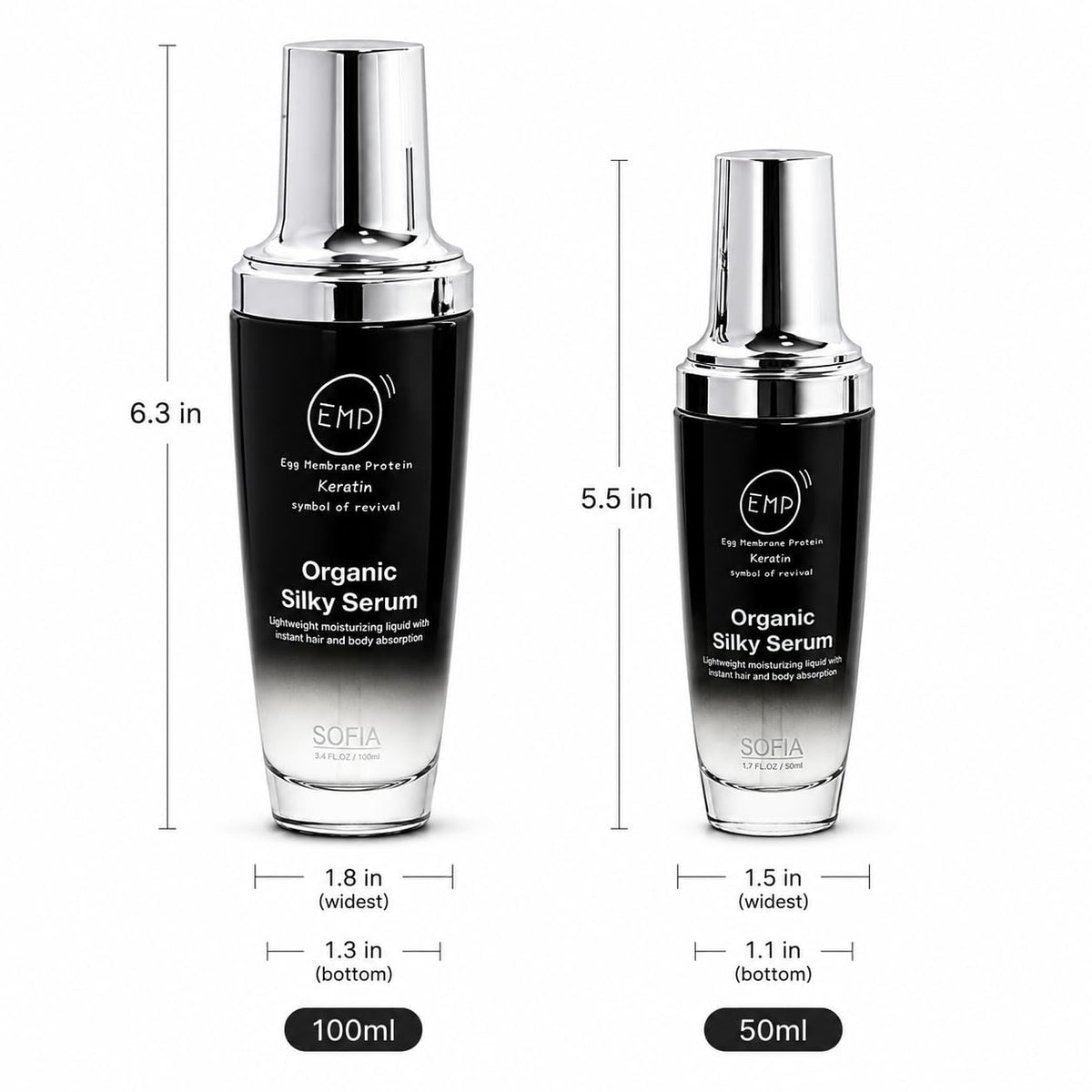 ODE SOFIA Organic Silky Serum, for Frizzy, Dry, Unmanageable Hair,3.4 Fl OZ, 100ml (3.4 OZ (100ML))
