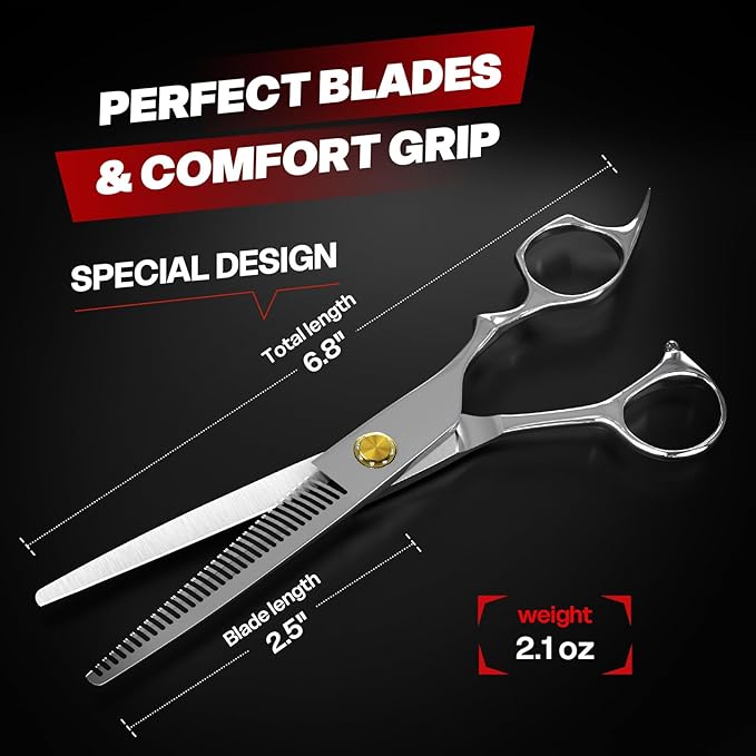 Professional Thinning Shears, High-End Japanese 440C Stainless Steel Hair Cutting Scissors with Sharp Edge Blades, 6.8 inch Hair Cutting Shears, Right Hand Hair Scissors for Salon, Home, Pet