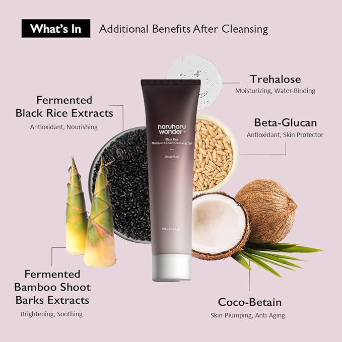 HARUHARU Wonder Black Rice Moisture Cleansing Oil & 5.5 Soft Cleansing Gel Double Cleansing Duo Set