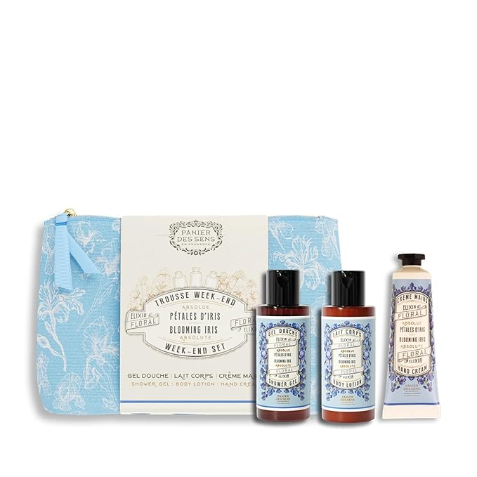Panier des Sens Iris Travel Pouch Gift Set, 3.3 + 3.3 + 1 fl oz