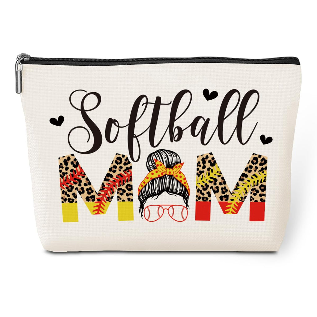 jeilink Softballs Mom Gifts Cosmetic Bag Softball Stuff Mom Gifts Softball Gifts Travel Makeup Bag for Sport Lover Mother Organizer Bag for Mum Mommy Mama Women Female Mothers Day Birthday Christmas